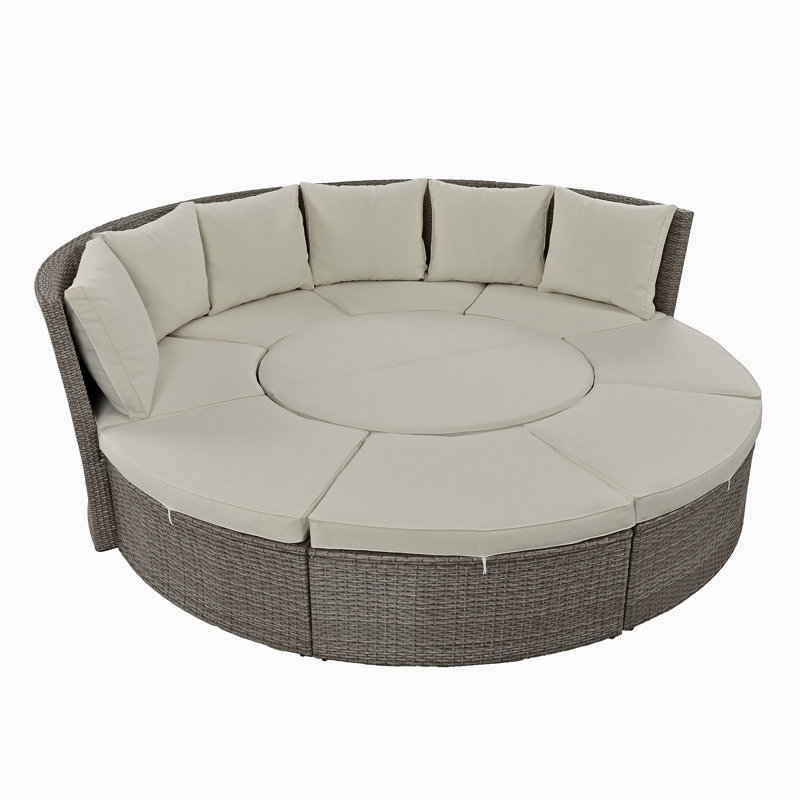 Lit de jour d'extérieur réversible avec coussins 96,5 po Liudas, Gris