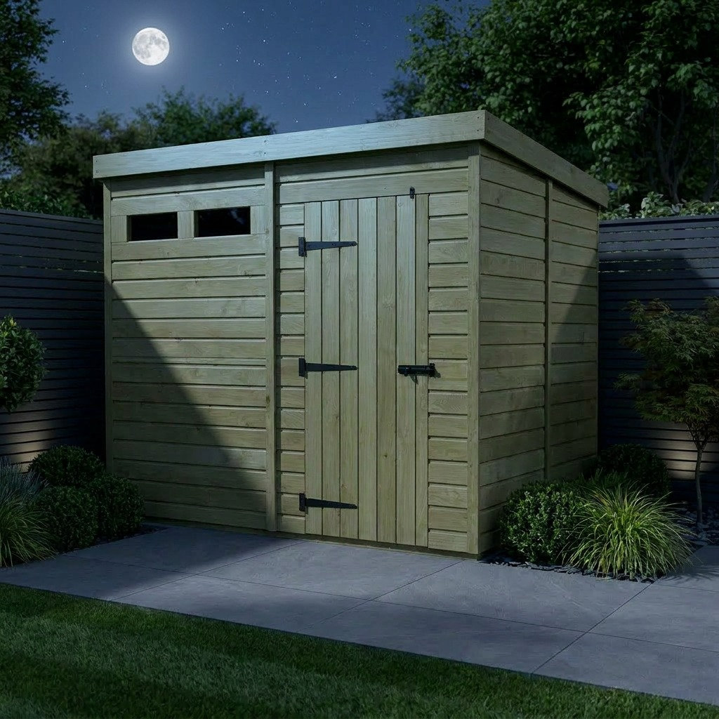 Total Sheds 8ft x 8ft Security Pent Shed - Heavy-Duty Hasp Staple Anti-Tamper - Pressure Treated Timber - UK Manufactured
