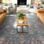  Tapis bleu sarcelle à tissage plat Asha Liana-72950129