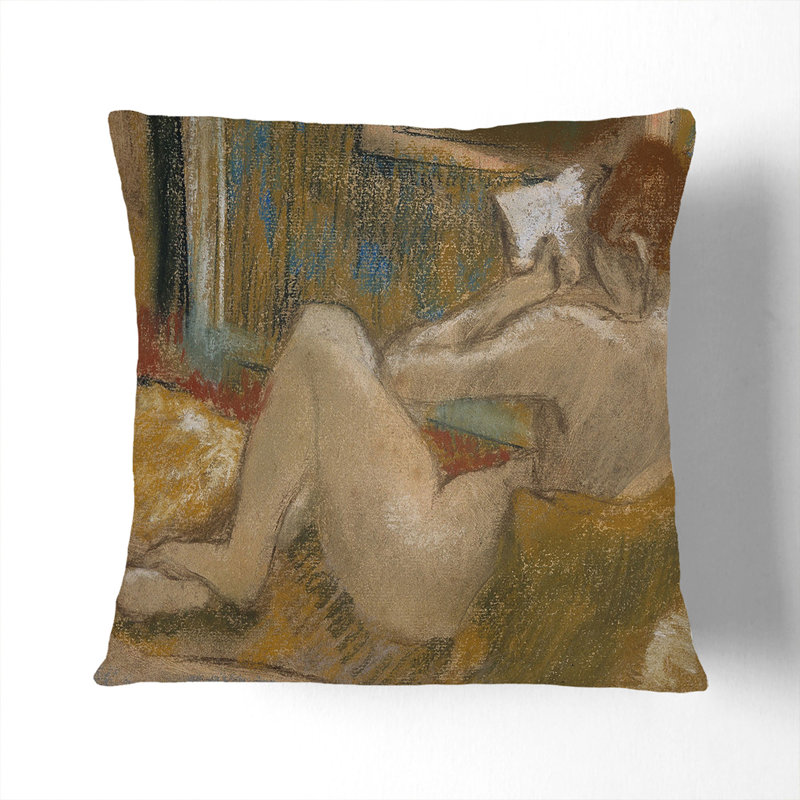 Nude Woman Reading Square Throw Cushion, Black, 55cm H x 55cm W x 20cm D