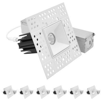 Projecteur encastré sans cadre 1 pouce DEL avec boîte J-Box, Twist N 'Lock et emboîtement LUXRITE, 5CCT, 7W, 500LM, CRI90, angle de faisceau de 38 °, paquet de 6 à intensité variable