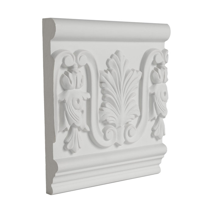6-inch Primed White Polyurethane Acanthus Leaf Panel Moulding Sample
