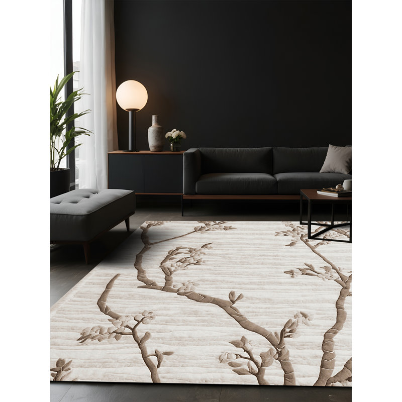 Tapis gris soyeux et moelleux, Carré 8 pi