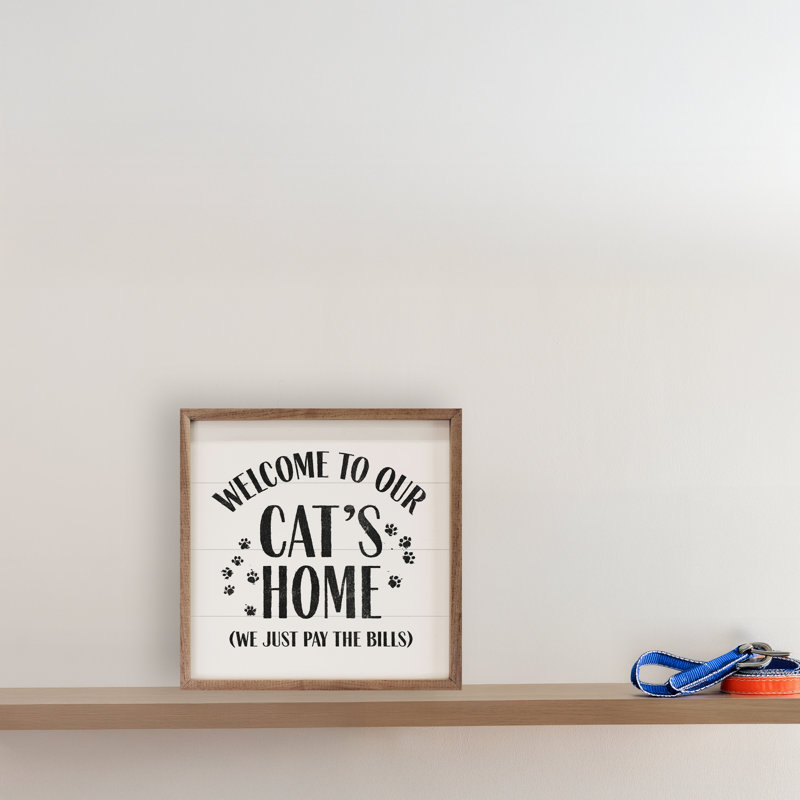 Bienvenue chez notre chat, H 24 po x l 24 po, Blanc
