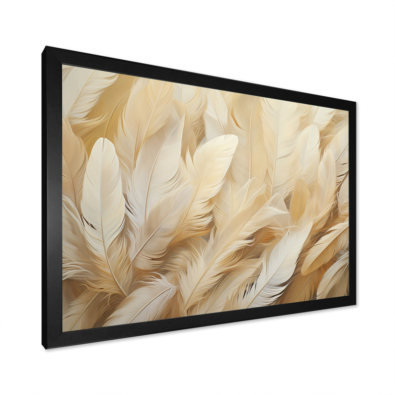 Plumes de plumes I sur toile, Cadre simple noir, H 12 po x l 20 po x P 1 po
