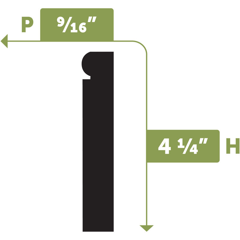 Moulure flexible 1 1/16 po P 144 po L, 4,25 po