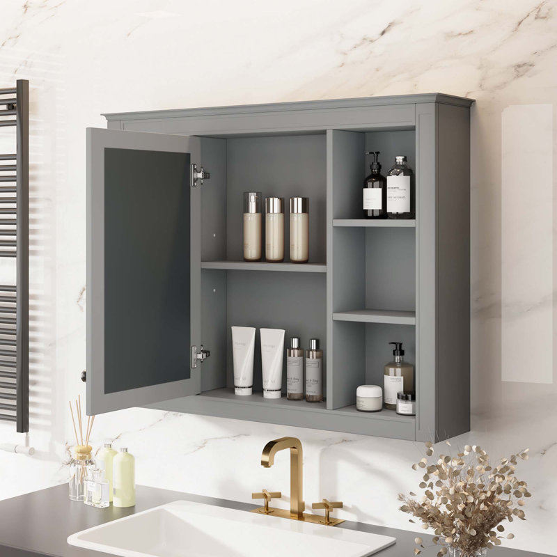 Armoire de rangement murale pour salle de bain, Pharmacie, Gris