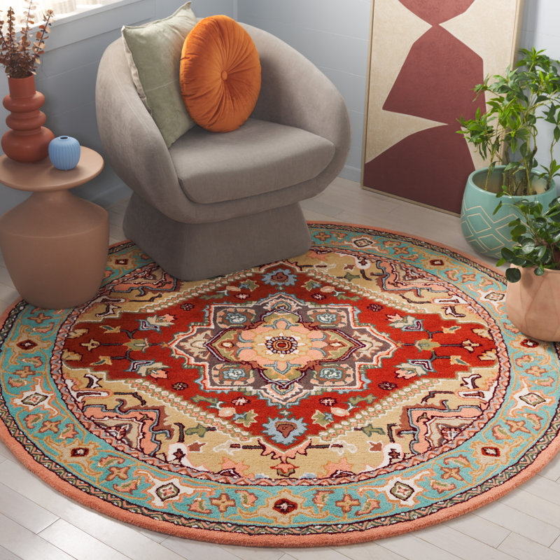 Omere Hand Tufted Wool Pile Oriental Rug, Round 6'