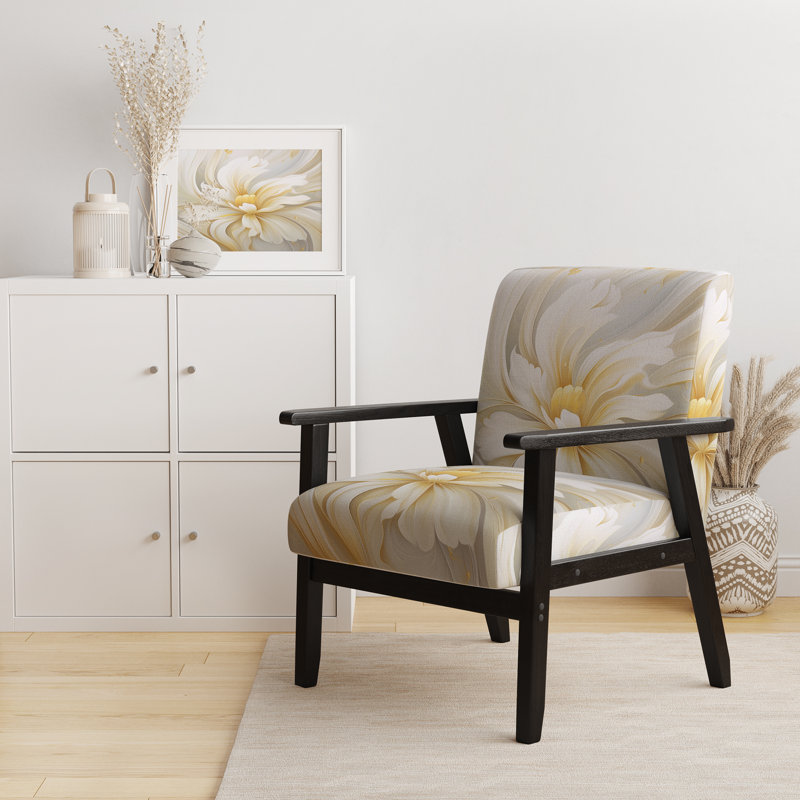 Dreamy White Digital Spring Flowers - Fauteuil rembourré moderne