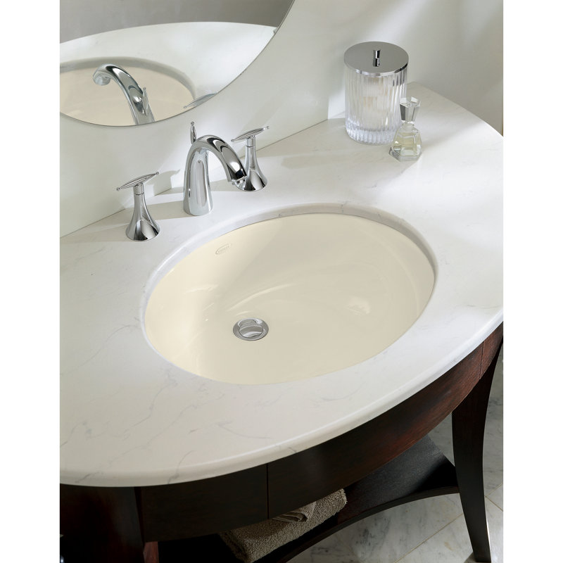Caxton Vitreous China Oval Undermount Bathroom Sink with Overflow, Almond