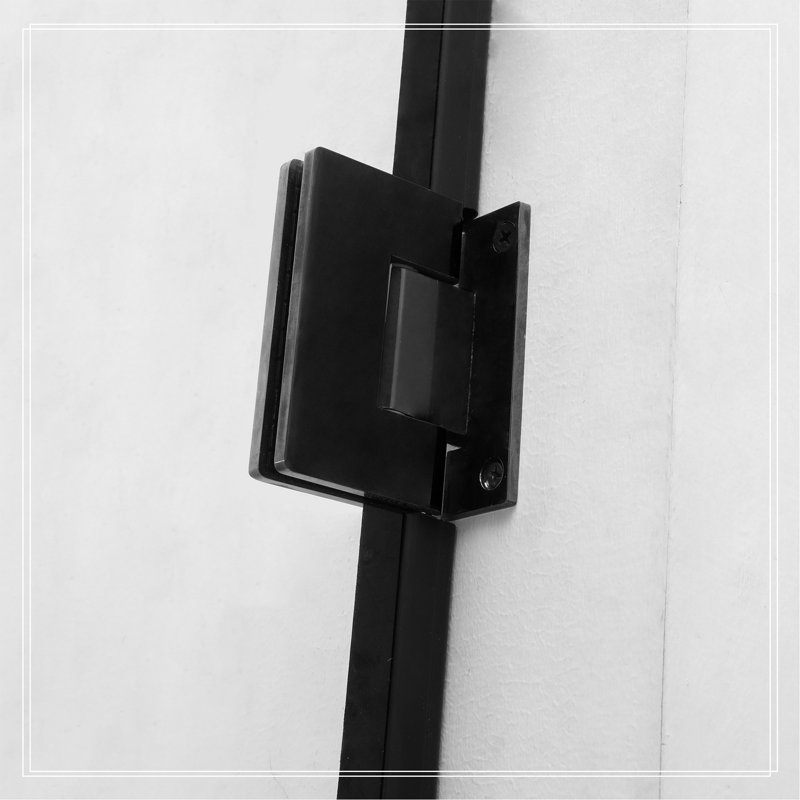 Shower Door 34" W X 72" H Pivot Frameless Shower Door With Pattern Glass, Open Entry Design In Matte Black