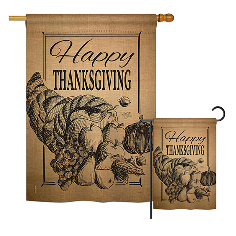 Double Sided Polyester Thanksgiving Flag Set