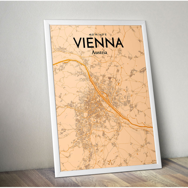 Vienna City Map - No Frame Print, 91.4cm H x 61cm W x 0.13cm D