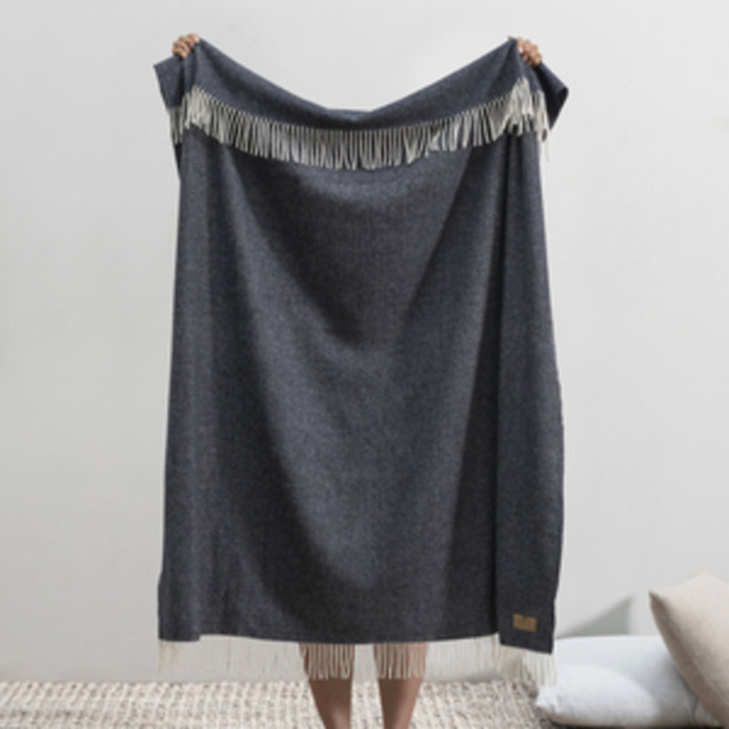 Pinstripe Cashmere/Lambswool Throw, Navy