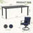 Maynard 9-Piece Black Metal Patio Dining Set With Rectangular Table, 8 Swivel Dining Chairs And Blue Cushions-122878554