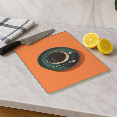 Durable Tempered Glass Cutting Board, 7.9 x 11.8 inches | 100% Antibacterial, Non-Slip Silicone Feet | Easy Clean Surface, Perfect for Food Prep & Kitchen Use, Not Dishwasher, Microwave, or Oven Safe