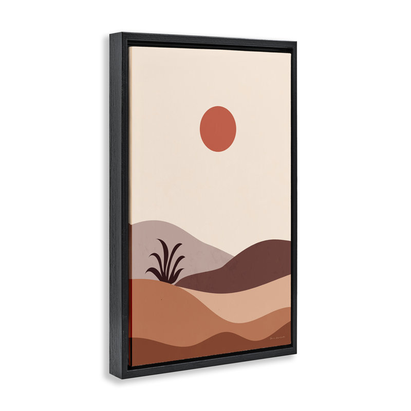 «Boho Desert with Plant Floater» par Omar Escalante, H 25 po x l 17 po, Cadre flottant noir de jais