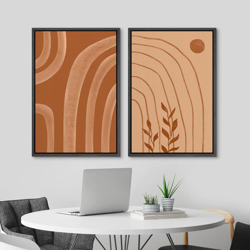 «Mid-Century Semi-Circle Polygons Variété», 2 pièces, Noir, H 36 po x l 24 po