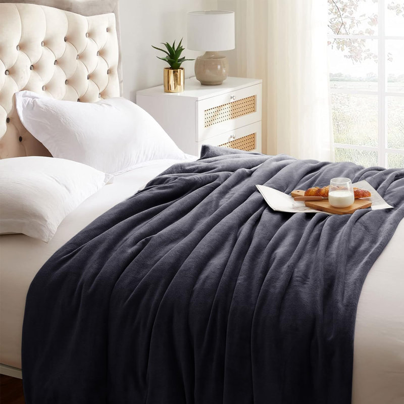 Abiram Plain Weave / Muslin Throw Blanket, 200cm x 150cm, Grey
