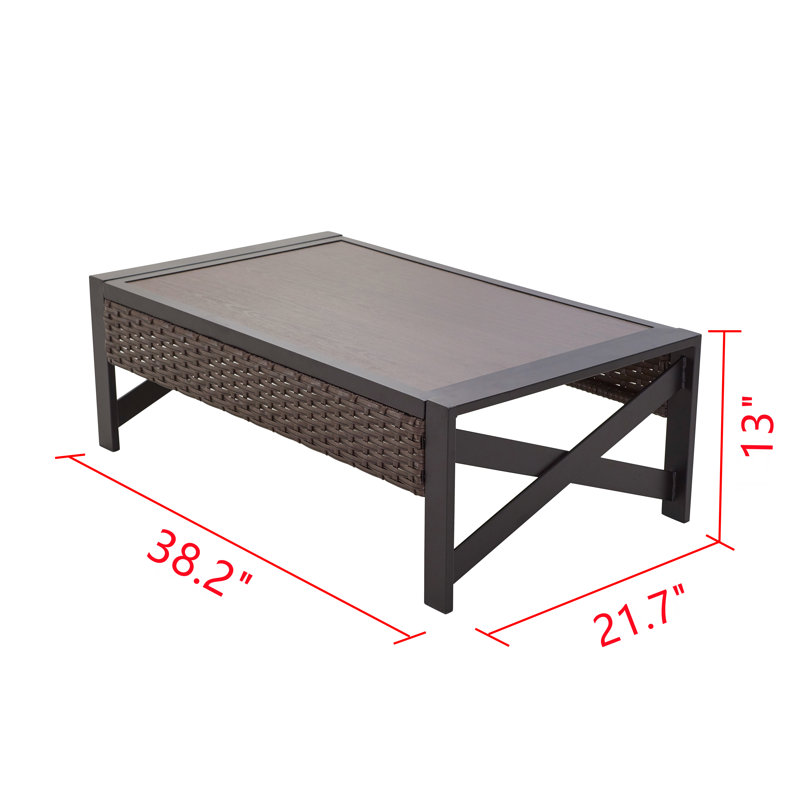 Ajai Rectangular Metal Outdoor Coffee Table , 38.2'' in. W 21.7'' in. D