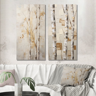 Ensemble de salon mural en métal beige avec bouleau