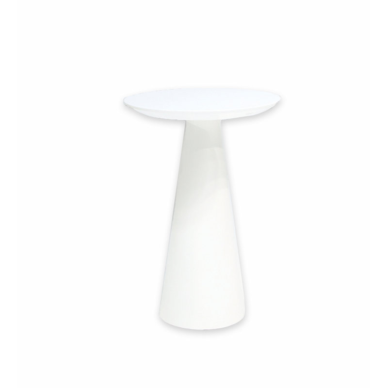 Tower Wood Medium End Table, High Gloss White, 20"  H x 14" W x 14" D