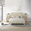 Mobilier de chambre contemporain capitonné en tissu beige avec panneau de lit et tête de lit à tête de lit capitonnée 1pc