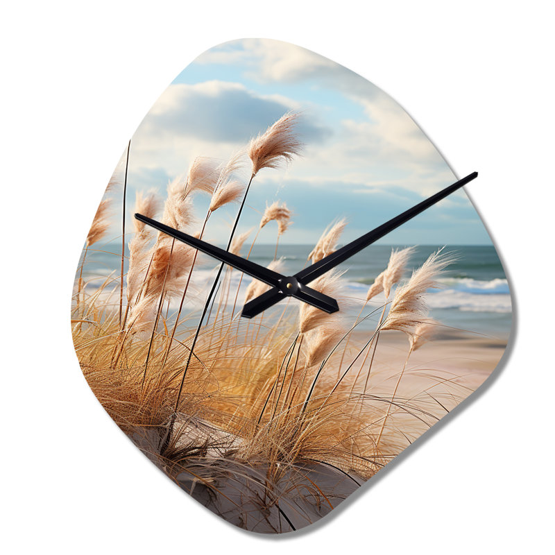 Beach Beach Coastal Harmony I - Horloge murale asymétrique en métal, forme unique, Grand