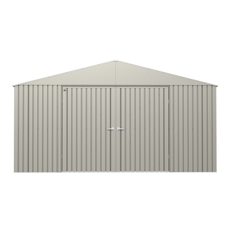 Elite Cool Grey 14' x 12' Steel Storage Shed with Swing Doors