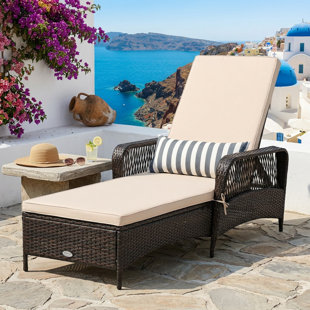 Outdoor Metal Chaise Lounge , Cushion Included