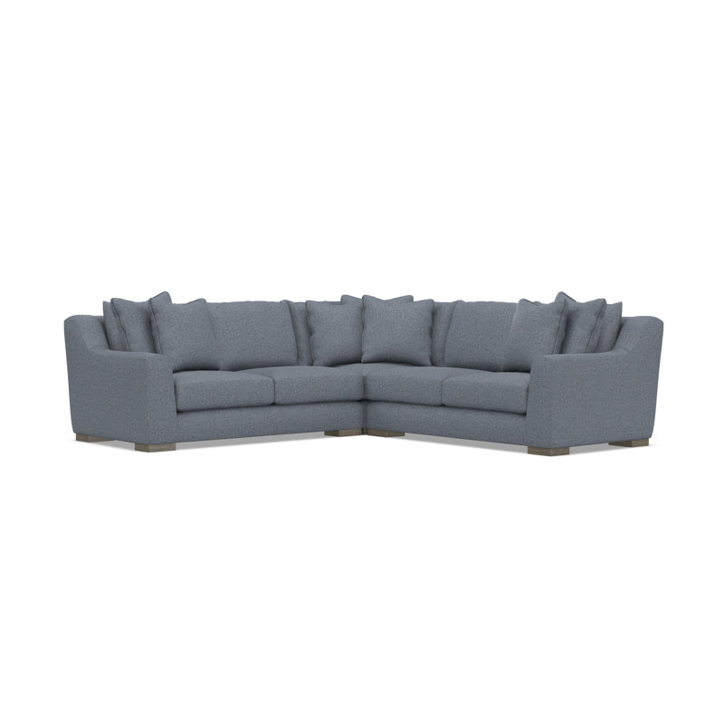 Bernhardt Gabi 3-Piece Fabric Sectional, Teal Polyester, 35" H x  110" W x 110" D, Symmetrical