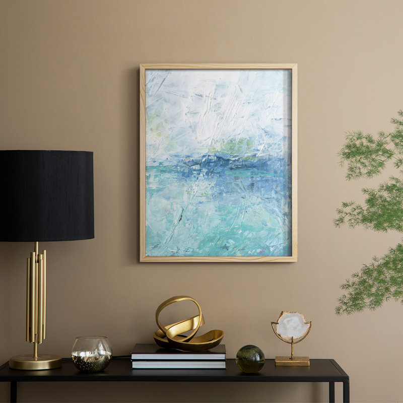 «Misty Mountain Lake II», reproduction encadrée - bois massif, H 11 po x l 9 po, Naturel