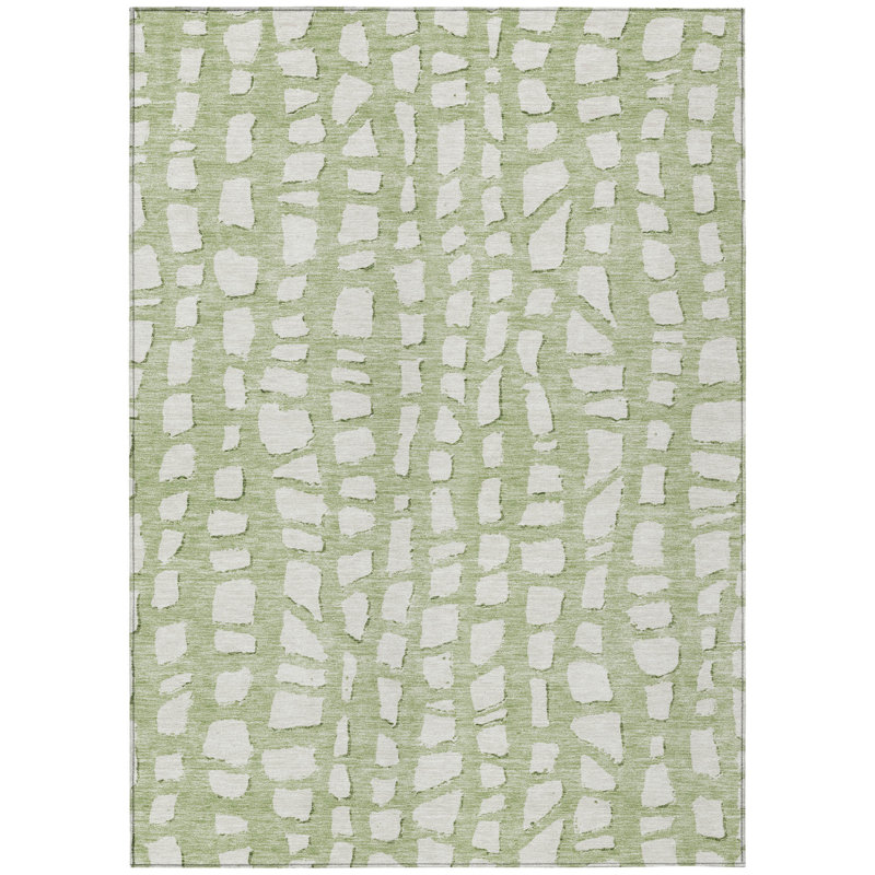 Tapis ivoire intérieur lavable abstrait ivoire, Rectangulaire 3 pi x 5 pi