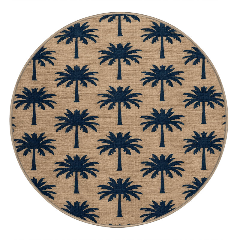  Tapis hawaïen lavable Palm Silhouettes, Rond 5 pi