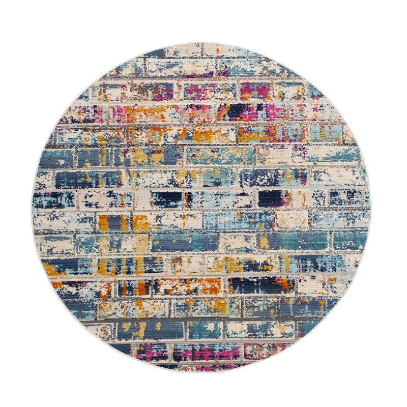 Morvant Geometric Indoor Rug, Round 5'