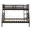 Lit simple superposé au-dessus d'un lit double, brun foncé classique, structure en bois, garde-corps sur le dessus, lit superposé, sans sommier, composition de 300 lb par lit, sommier tapissier, convient à la chambre à coucher-667391989-667391991