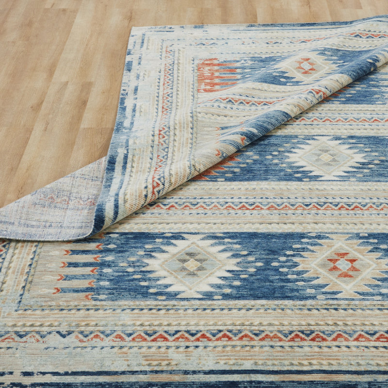 Sundance Mesa Canyon Ikat Blue Wool Hand Crafted Area Rug, Rectangle 9'9" x 12'6"