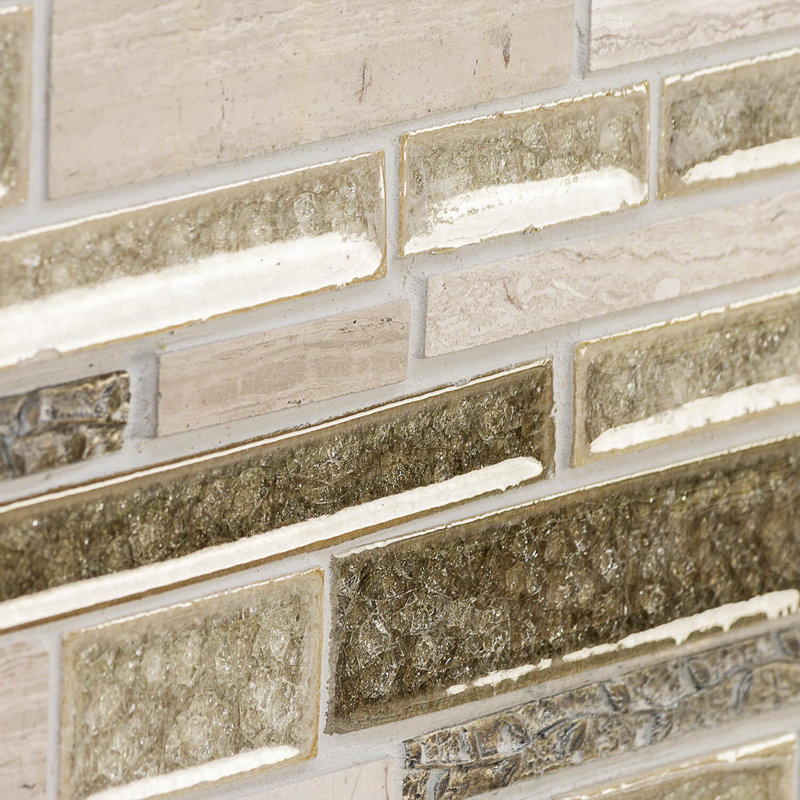 Olive Engineered Stone Linear Mosaic Tile, Beige