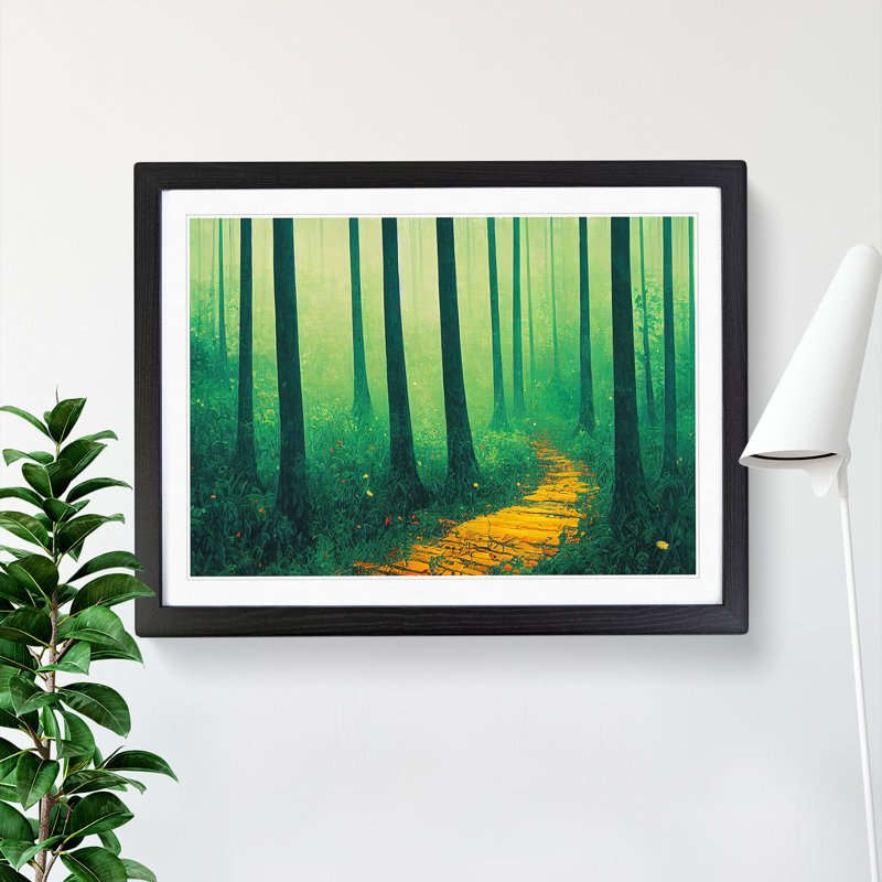 Summer Forest Path Vol.1 - Single Picture Frame Painting, Black, 46cm H x 64cm W x 2cm D
