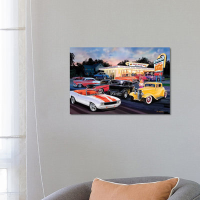 Hot Rod Drive-In I by Bruce Kaiser - Wrapped Canvas Print