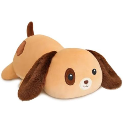 Peluche pour chien lestée, peluche pour chien lestée, peluche mignonne, peluche Larbrador, cadeau pour enfant adulte brun 13,8 po