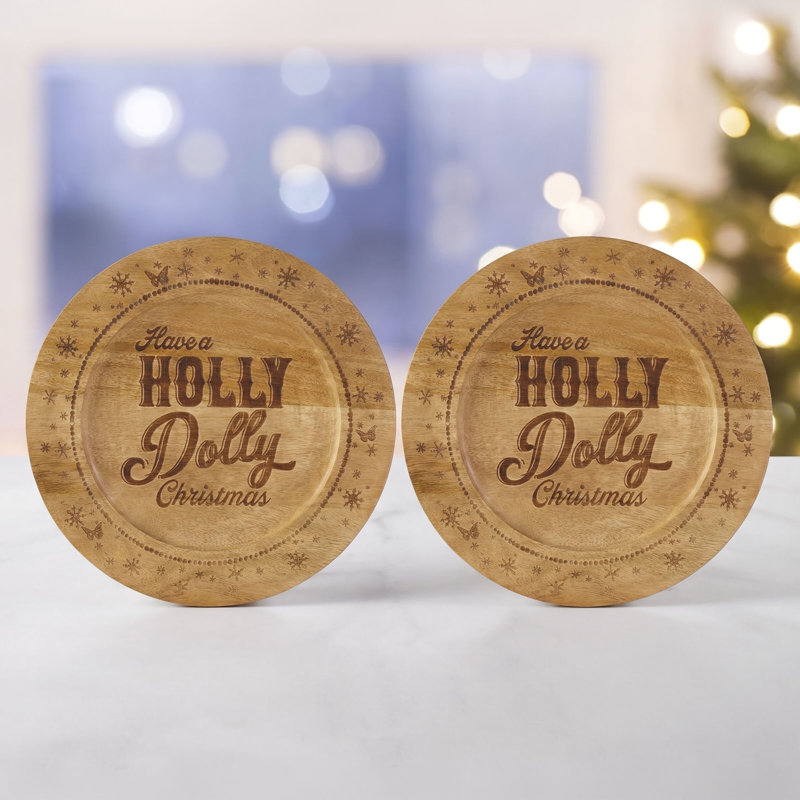 Ensemble de 2 assiettes de présentation en bois de manguier Holly Dolly