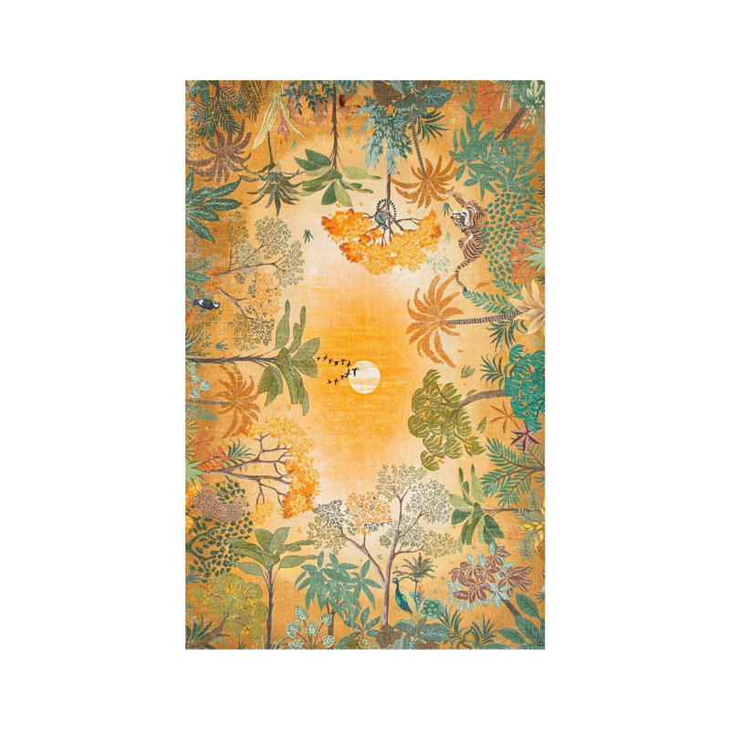 Jungle Safari Pattern Area Rug, 5' x 7' for Outdoor Patio & Living Room, Orange