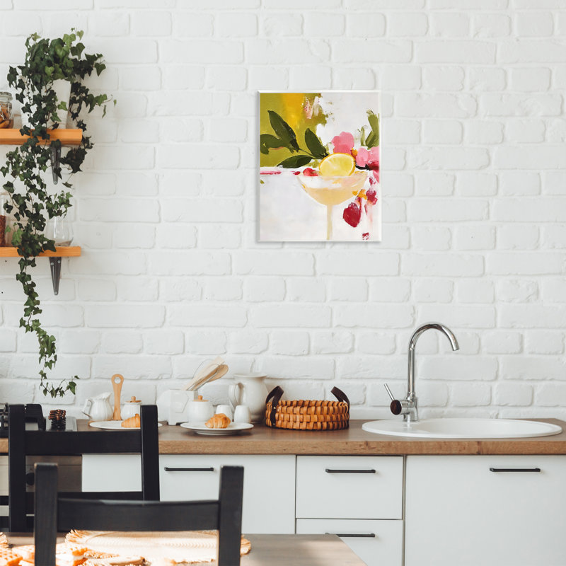 Plaque murale rouge et rose avec citrons, design par Riley B