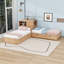 Lit plateforme simple et simple en bois avec lit gigogne, tablettes et 2 tiroirs-127888714