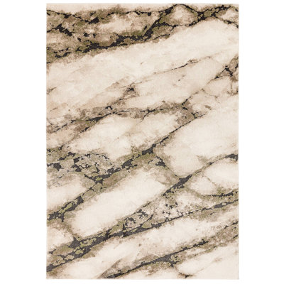 Decara Mineral Abstract High-Low Green Area Rug