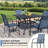 5-Piece Outdoor Dining Set, Square Metal Table With 4 Light Blue Chairs, Black Patio Table With Umbrella Hole For Garden, Yard, Patio-1435789511