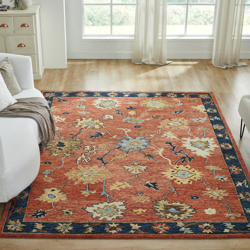 Tapis en laine touffeté à la main Harji Sienna Bloom, Rectangle 12 pi x 15 pi