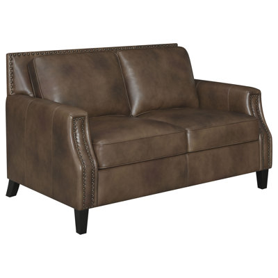 Sophisticated Style - Leaton Upholstered Recessed Arm Loveseat Brown Sugar