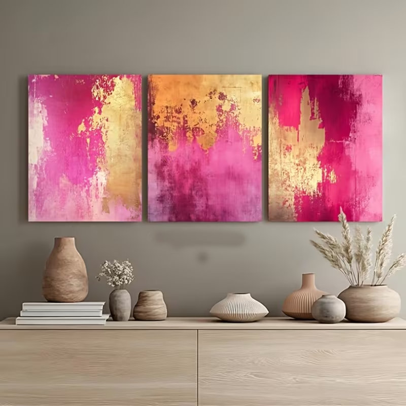 3 Piece Wrapped Canvas Print, 45 cm H x 90 cm W